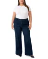 Seven7 Plus Size Pintuck Wide Leg Jeans In Blue