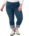 Seven7 Plus Size High Rise Pull On Jeans With High Cuff In Blue