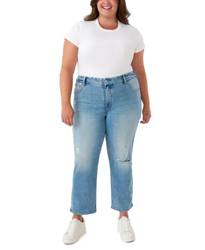 Seven7 Plus Size Tummyless Ankle Straight Jeans In Blue