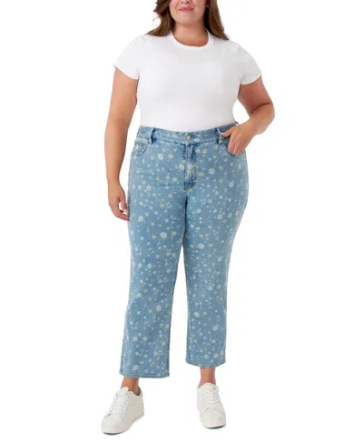 Seven7 Plus Size Tummyless Ankle Straight Jeans In Blue