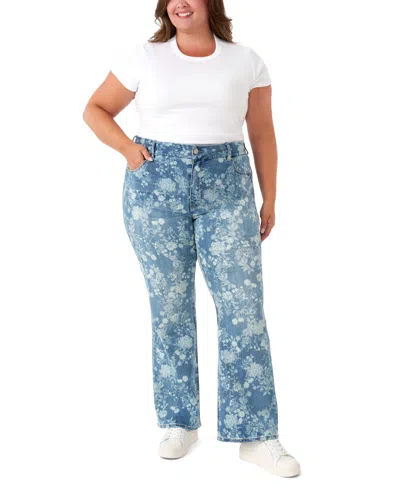 Seven7 Plus Size Tummyless Bootcut Jeans In Blue
