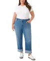 Seven7 Plus Size Vintage Straight Cuffed Jeans In Blue