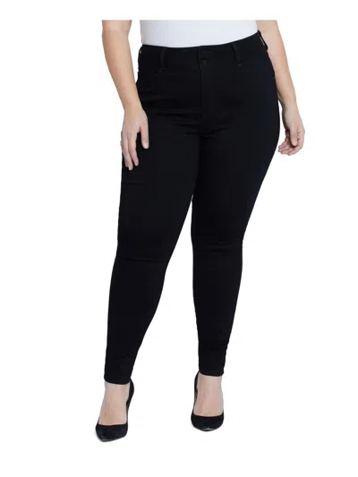 Seven7 Plus Womens Knit Denim Jeggings In Black