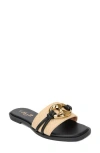 Seven7 Raffia Flat Sandal In Black