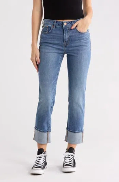 Seven7 Relaxed Fit High Waist Pieced Barrel Jeans In Blue