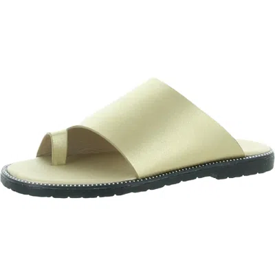 Seven7 St. Germaine Womens Faux Leather Toe Ring Flat Sandals In Green