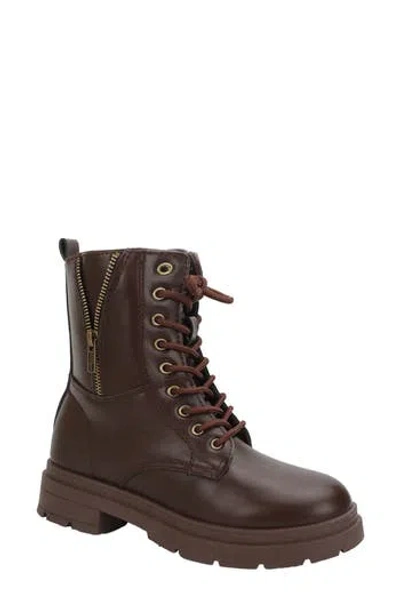 Seven7 Trenton Faux Leather Combat Boot In Dark Brown