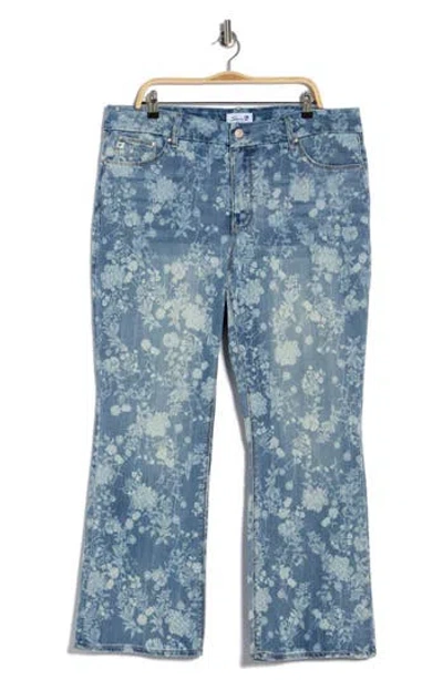 Seven7 Tummyless Floral Bootcut Jeans In Blue