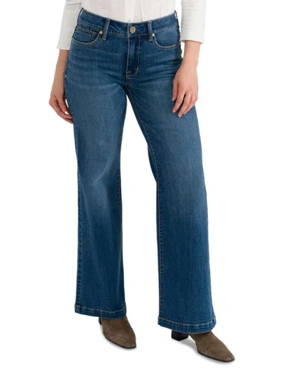 Seven7 Women's Bella Embroidered Pocket Wide-leg Jeans