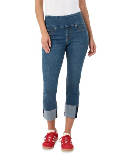Seven7 Women's Cuffed Crop Pull-on Skinny Jeans In Blue