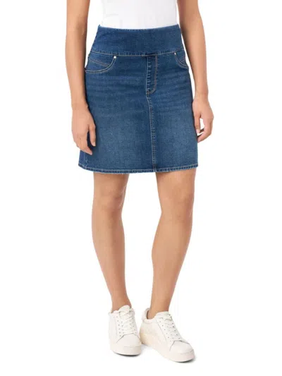 Seven7 Women's Floral Denim Skort In Blue