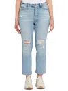 SEVEN7 WOMEN'S HIGH RISE CROPPED STRAIGHT JEAN WITH DESTRUCTION