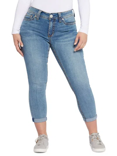 Seven7 Women's Mid Rise Cropped Skinny Jeans In Blue