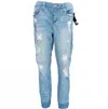 Seven7 Women's Skinny Easy Fit Distressed Jeans In Light Wash In Blue
