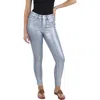 Seven7 Womens Distressed Metallic Skinny Jeans