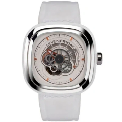 Pre-owned Sevenfriday Men's Watch Bright Automatic White And Silver Dial Strap P1b-02