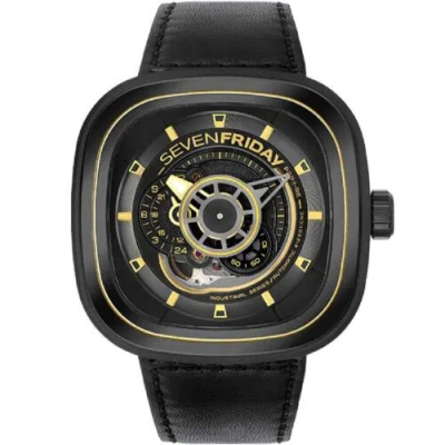 Pre-owned Sevenfriday Men's Watch P Series Automatic Power Reserve Black Dial Strap P2b-02