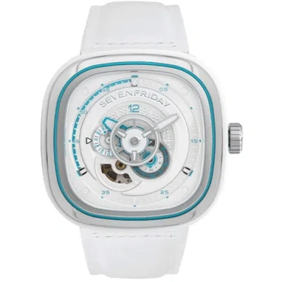 Pre-owned Sevenfriday Men's Watch P-series Beach Club White And Blue Dial Strap P3c-10