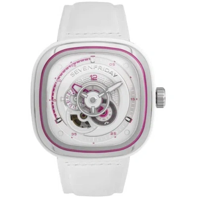 Pre-owned Sevenfriday Men's Watch P-series Beach Club White And Pink Dial Strap P3c-12