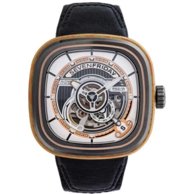 Pre-owned Sevenfriday Men's Watch P-series Cuxedo Automatic Black Leather Strap Ps2-02