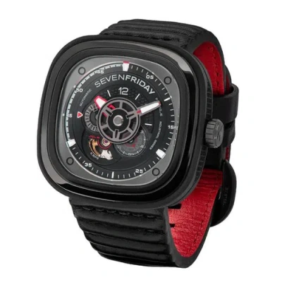 Pre-owned Sevenfriday Men's Watch P-series Racer Iii Automatic Black Dial Strap P3c-06