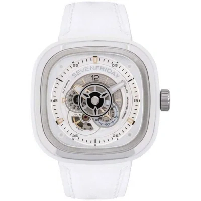 Pre-owned Sevenfriday Men's Watch P-series Silver Dial White Strap Power Reserve P1c-01