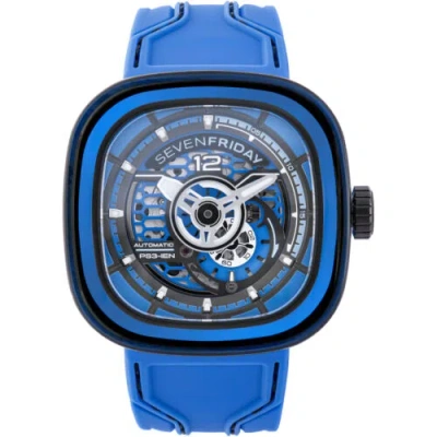 Pre-owned Sevenfriday Men's Watch Ps Series Ccb Semi-skeleton Dial Silicone Strap Ps3-04