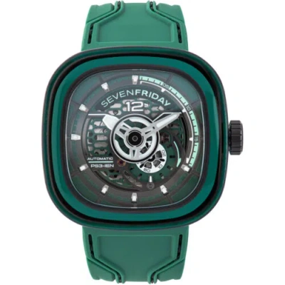 Pre-owned Sevenfriday Men's Watch Ps Series Ccg Automatic Green Silicone Strap Ps3-05