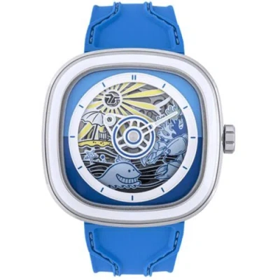 Pre-owned Sevenfriday Unisex Watch Beach Club Automatic Blue Soft Silicone Strap T1-09