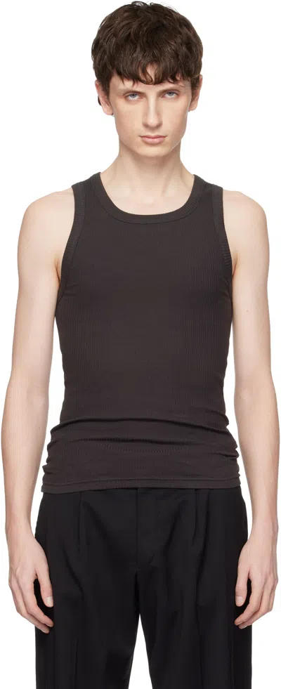Seventh Black Base Rib Tank Top