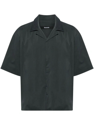 Seventh Magnetic-fastening Camp-collar Shirt In Grey