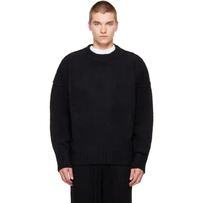 Seventh Black Wool Knit Crewneck Sweater In Night