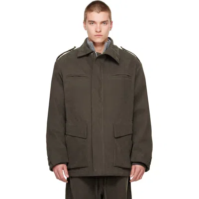 Seventh Khaki Pilot Parka Coat In Brown