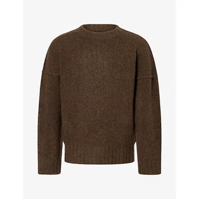 Seventh Mens  Crewneck Wool-blend Knit Jumper In Brown