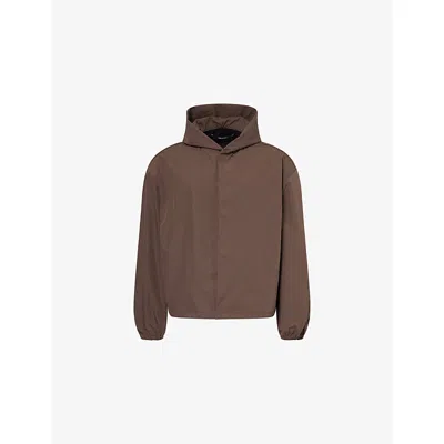 Seventh Mens Mocha Orb Hooded Nylon Shell Jacket In Brown