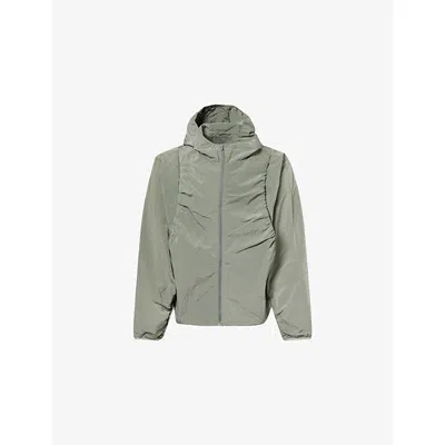 Seventh Mens Tea Ofunato Hooded Nylon Windbreaker Jacket Xl In Green