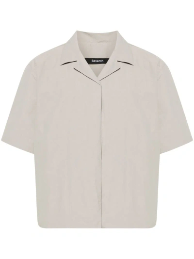 Seventh Magnetic-fastening Camp-collar Shirt In Grey