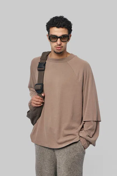 Seventh Raglan Layered Longsleeve Tee In Brown