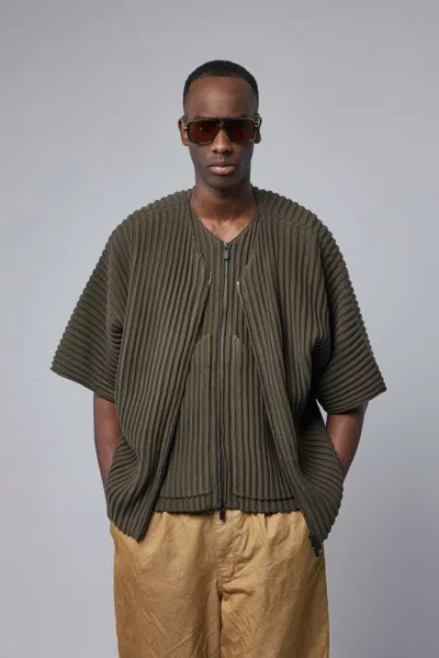 Seventh Rib Knit Kimono Top In Green