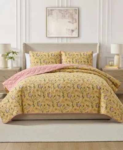 Seventh Studio Ardenna Floral 3 Piece Quilt Sets In Yellow