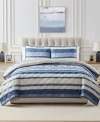 Seventh Studio Blue Stripe Pinsonic Microfiber Quilt Sets In Navy
