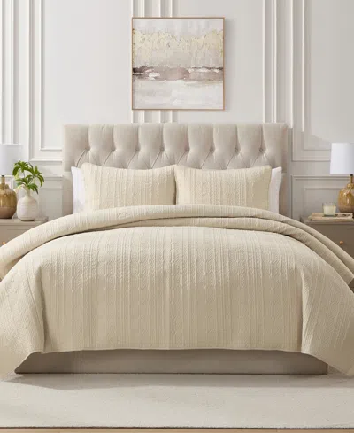Seventh Studio Cable Knit 3-pc. Quilt Set, King In White