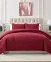 Seventh Studio Cable-knit Pinsonic Microfiber 3-pc. Quilt Set, King In Burgundy