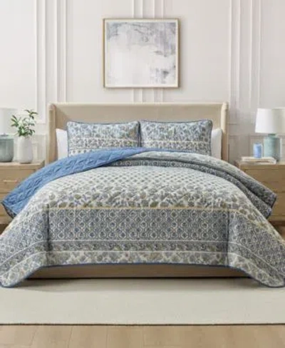 Seventh Studio Jambo Floral 3 Piece Quilt Sets In Blue