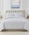 Seventh Studio Leaf Solid Pinsonic Microfiber 3-pc. Quilt Set, Full/queen In White