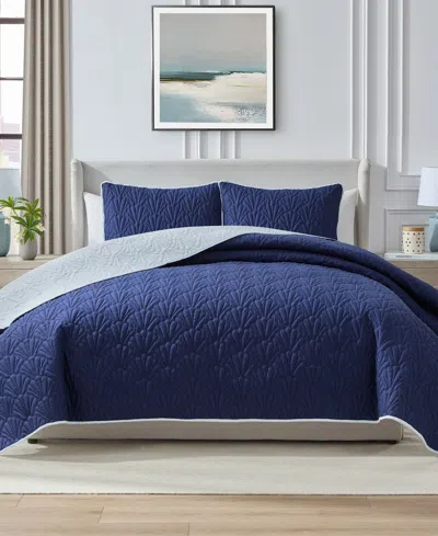 Seventh Studio Seashell Reversible 3-piece Quilt Set, King In Blue