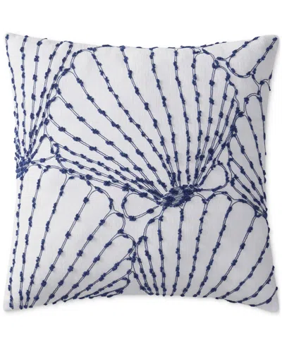 Seventh Studio Shelly Bright Embroidered Seashell Decorative Pillow, 18" X 18" In Bright White