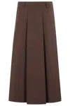 Seventy A-line Brown Poplin Stretch Maxi Skirt