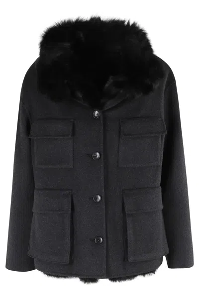 SEVENTY SEVENTY ANTHRACITE WOOL COAT