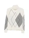 Seventy Argyle-pattern Roll-neck Sweater In White
